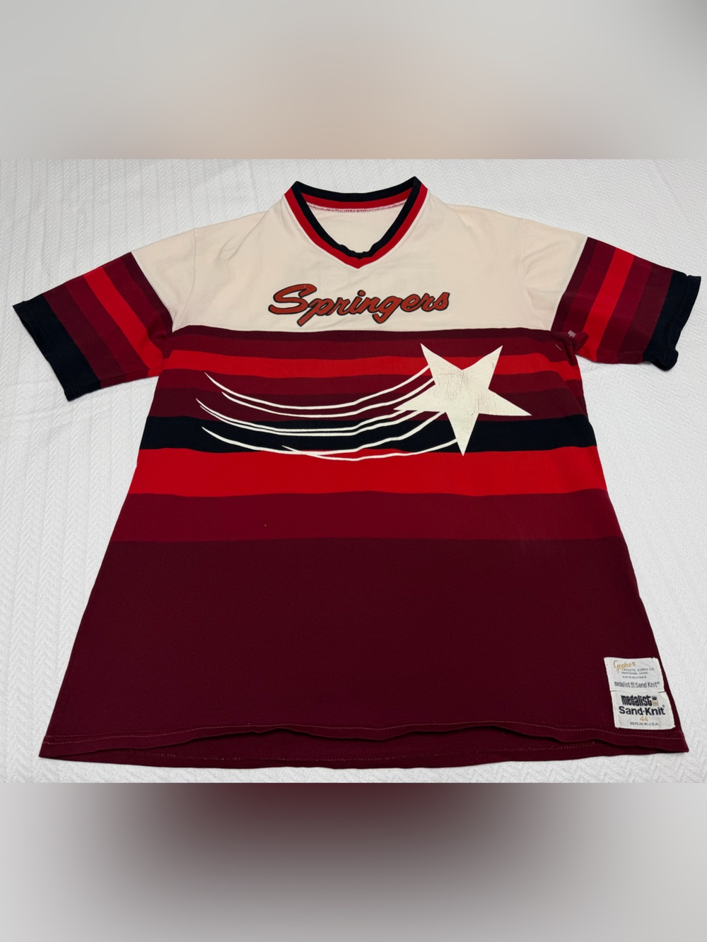 Vintage 70's Medalist Sand-Knit Baseball Jersey Springers RAUSCH #42 SZ 44 RARE